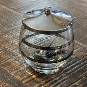 Sweet ‘n Low Vintage Glass Sugar Bowl With Lid and Spoon